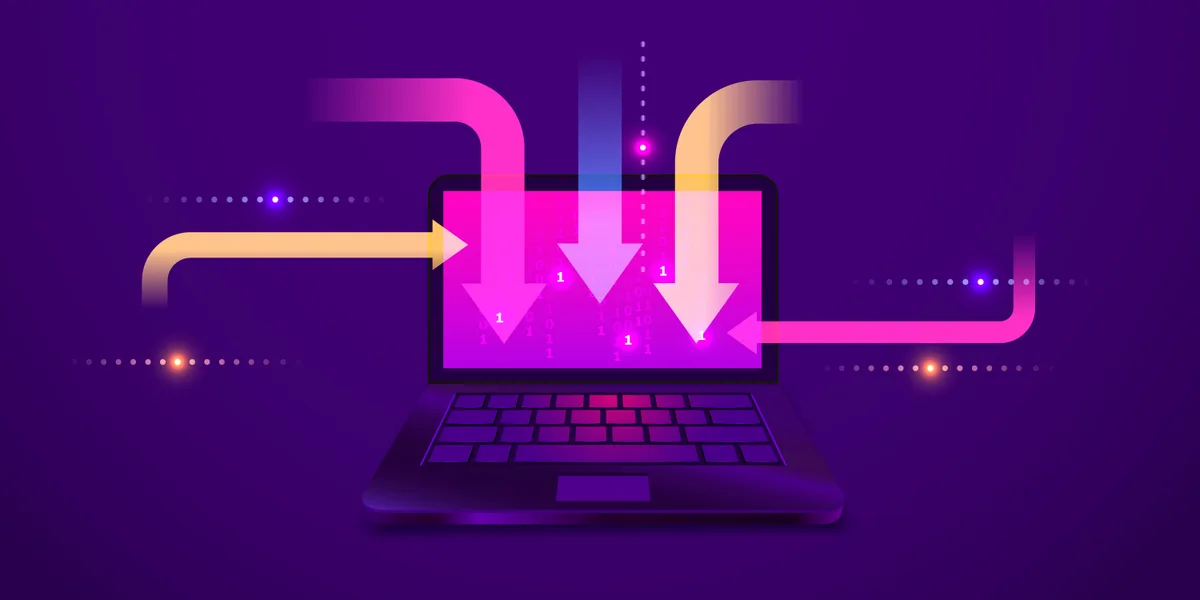 Migrer un site WordPress sans casser son SEO : flux de données redirigés vers un ordinateur portable, illustration d'une migration de site